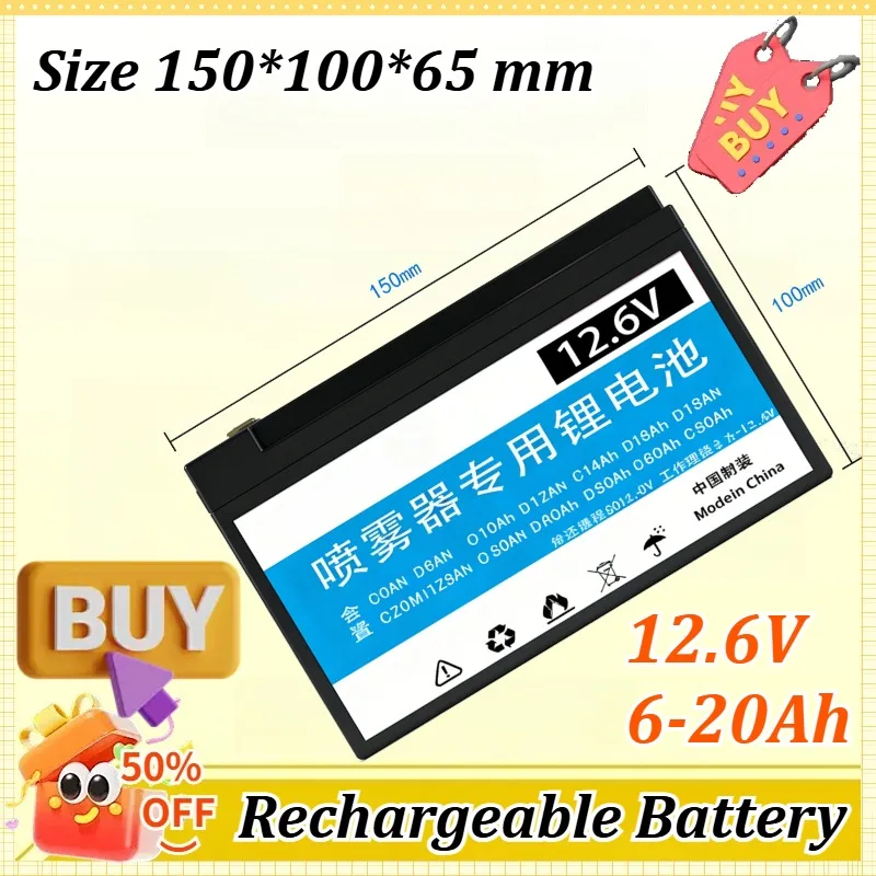 

12.6V 6/8/10/12/14/16/18/20Ah for Sprayer Lead To Lithium Large Capacity and Long Endurance 18650 Battery Pack Energy Electric
