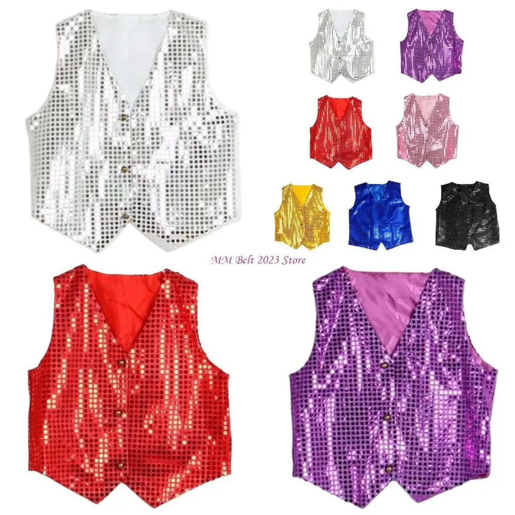 

49ME Stage Performances Sequins Vest For Cosplay And Shows Comfortable Underwaist