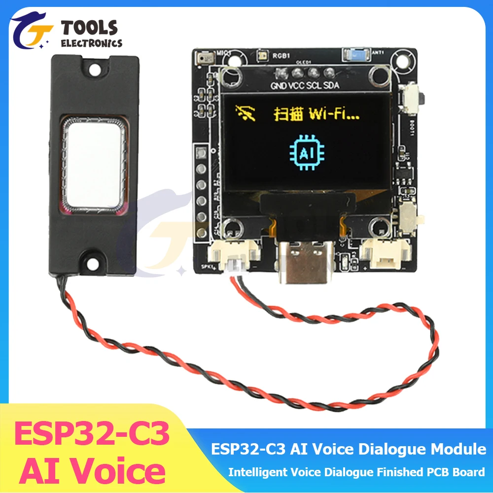 ESP32-C3 Smart Voice Assistant Module with 0.96 OLED - AI Dialogue Development Board for Robot Projects
