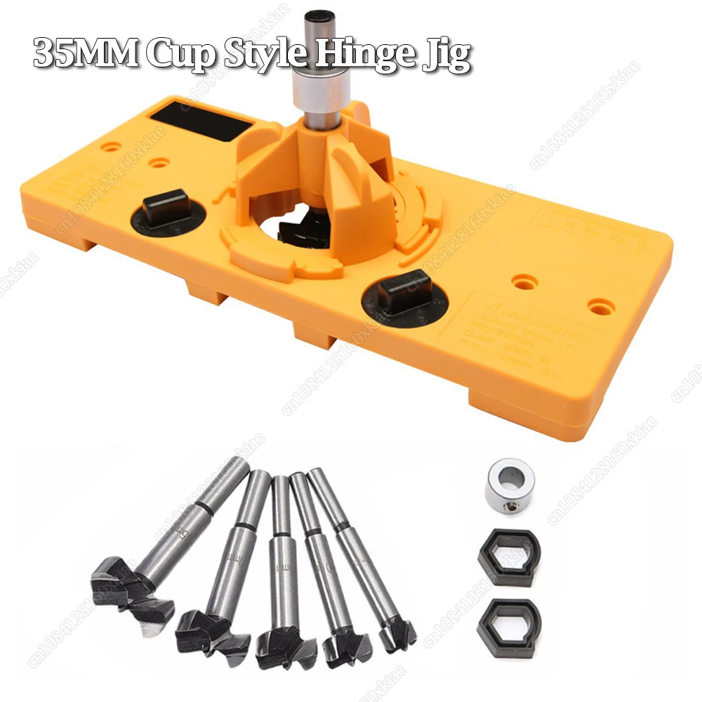 

NEW Concealed 35MM Cup Style Hinge Jig Boring Hole Drill Guide + Forstner Bit Wood Cutter Carpenter Woodworking DIY Tools