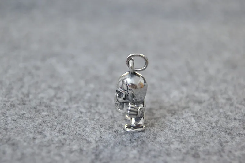 Pure silver stylish non-mainstream punk style skull collarbone k-style female pendant thai silver trendy men's pendant