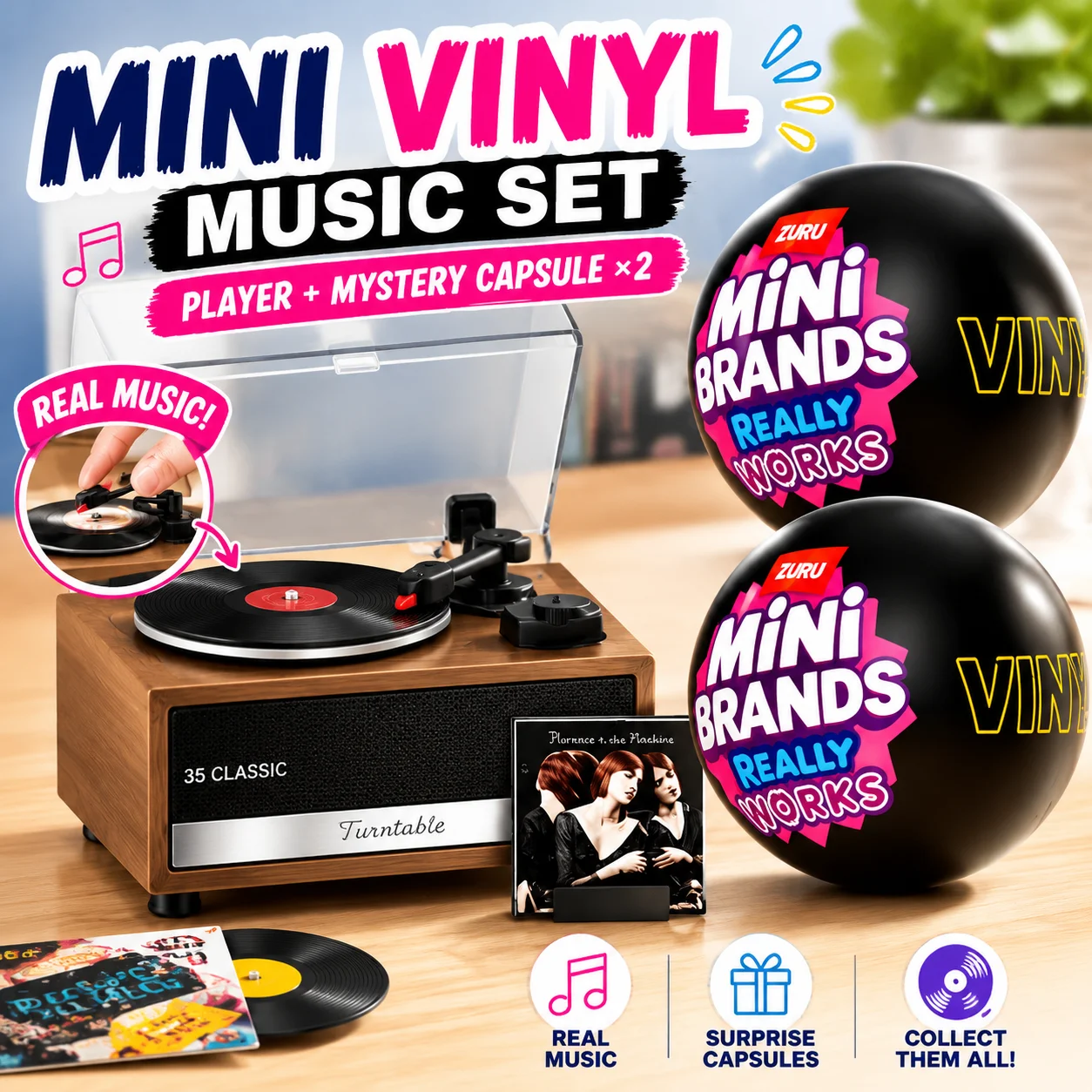 ！newRelease: Zuru Mini Brands Vinyl Surprise Ball with Mini Playable Discs – Collectable Gift Ideal for Music Lovers – Miniature