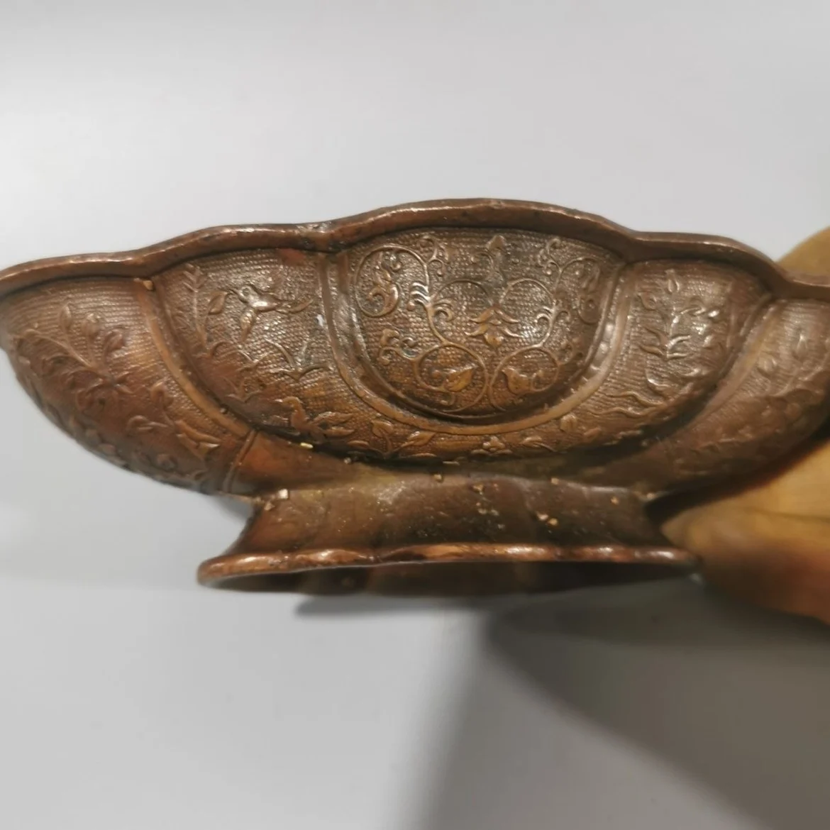 Antique Antique Copper Plate, Bronze Vessel Carving, Shuanglong, Play Bead Cake Plate, Retro Products