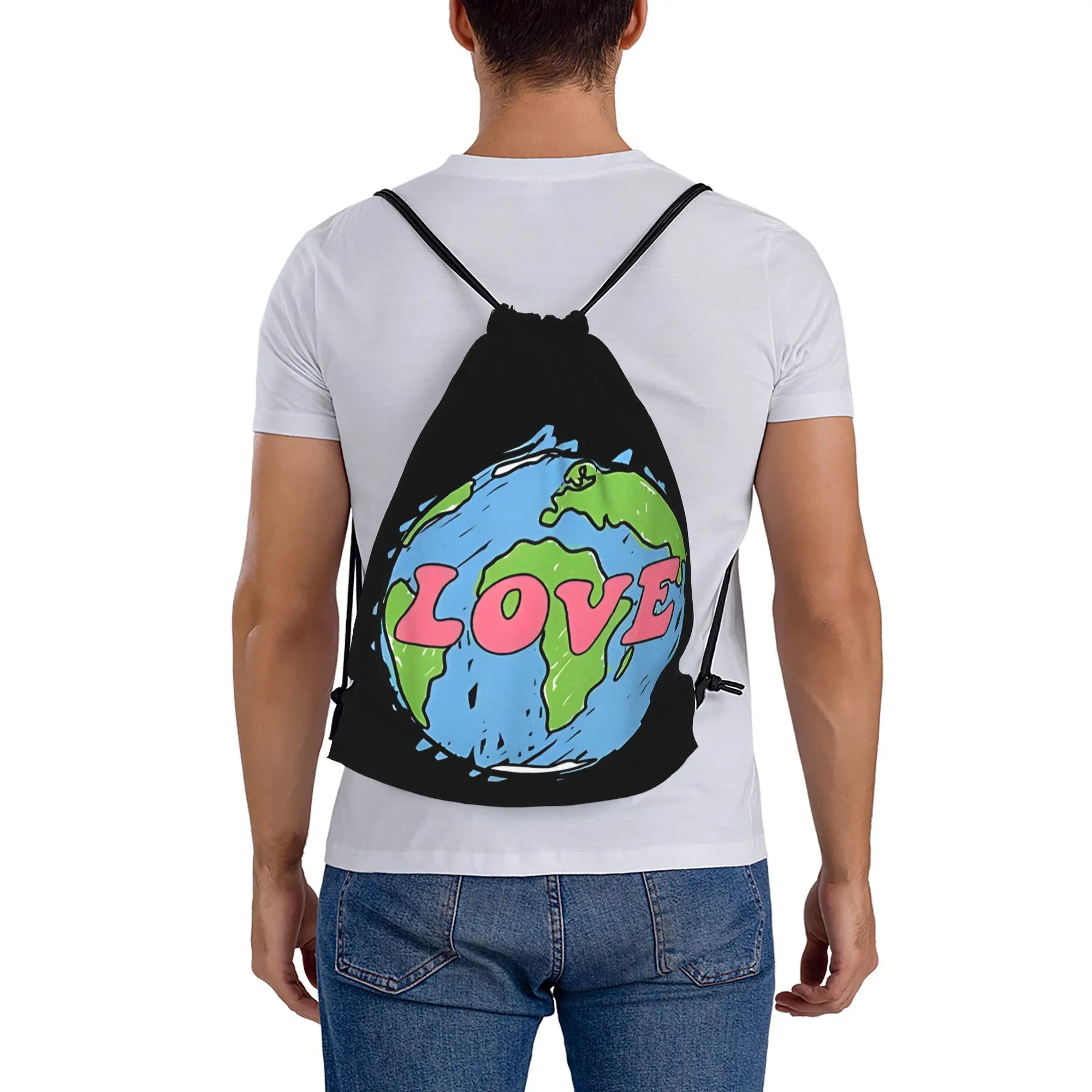 Earth Day   LOVE The Earth For Women Girls Or Her  Drawstring Bags Hiking Unisex Storage Organize Bundle Pocket Rope Bag