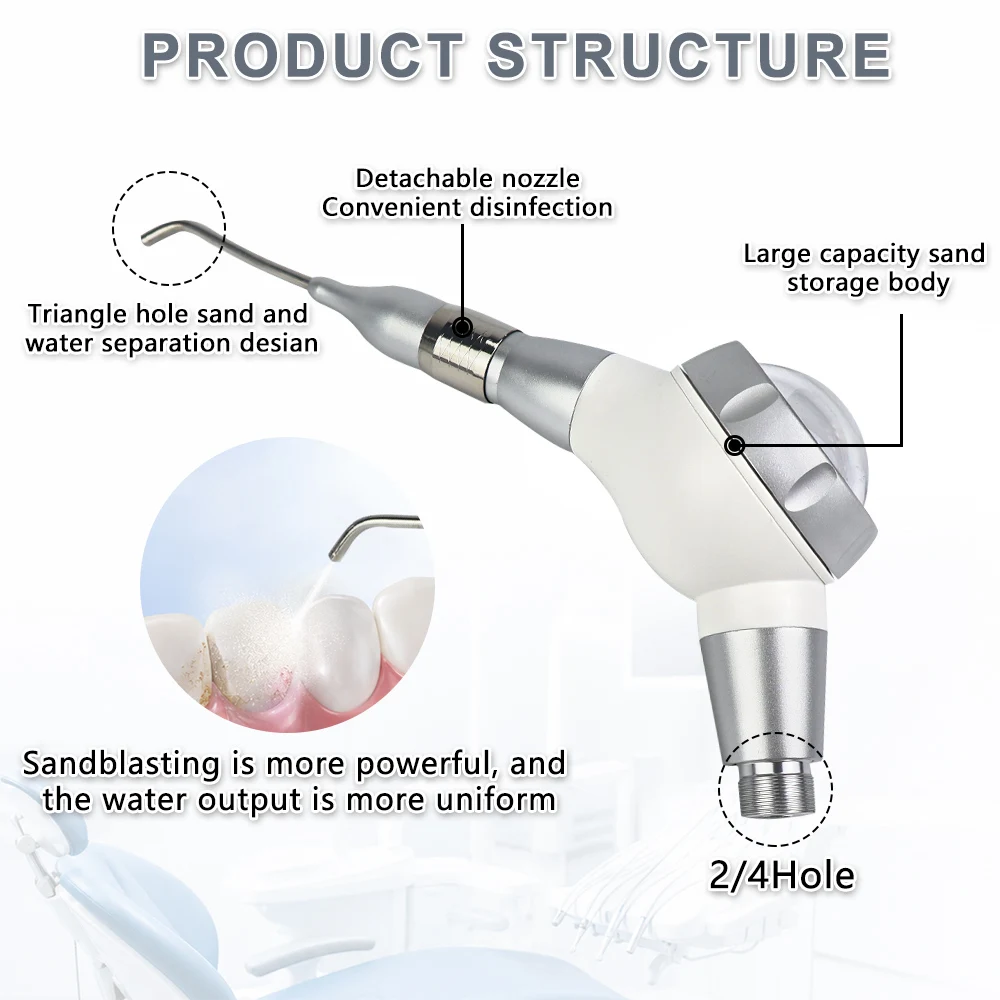 Rainbow Dental Air Prophy Jet Air Polisher Sandblasting Gun Detachable Nozzle Teeth Cleaning Handpiece 2/4 Hole Option