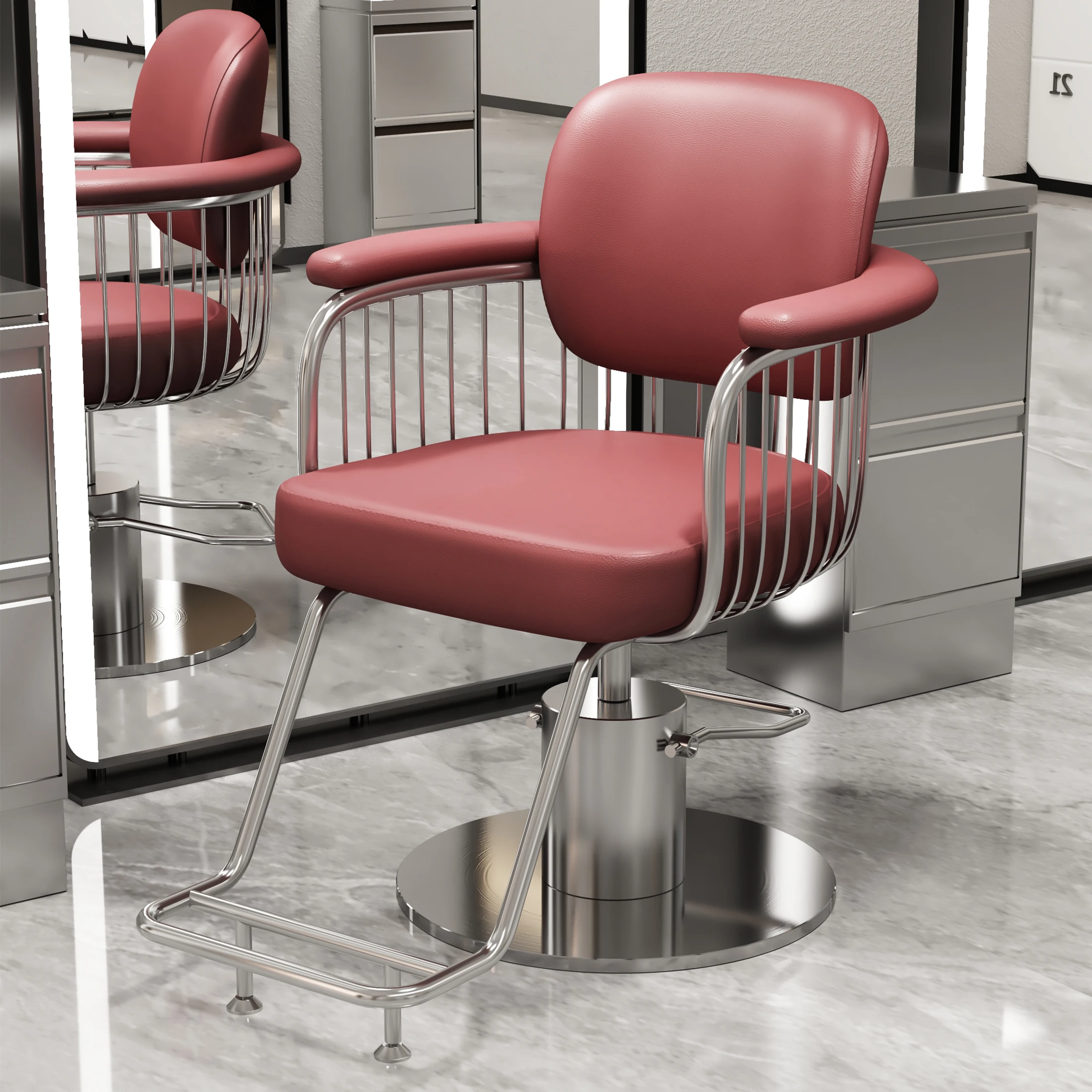 Hair Salon Exclusive Adjustable Hair Chair Stainless Steel Cutting Chair Hairdresser Armchair Rotating Bench Tabouret A Roulette