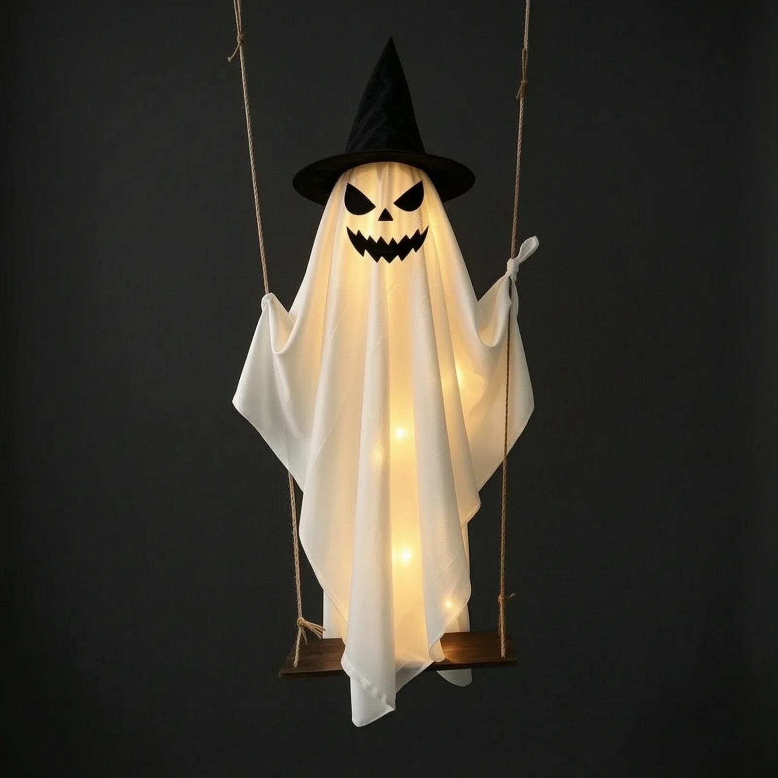 Hanging Ghost with Swing Glowing Hanging Ghost with Distant Control Halloween Decorations Spooky Holiday Ornament Scary