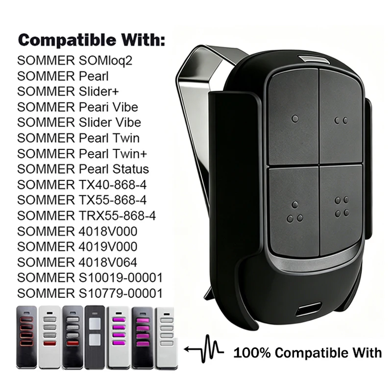 SOMMER Pearl Vibe Twin 4018V000 4018V001 4018V003 4018V020 4018V375 4019V000 TX55-868-4 868.8MHz 868.95MHz Gate Remote Control