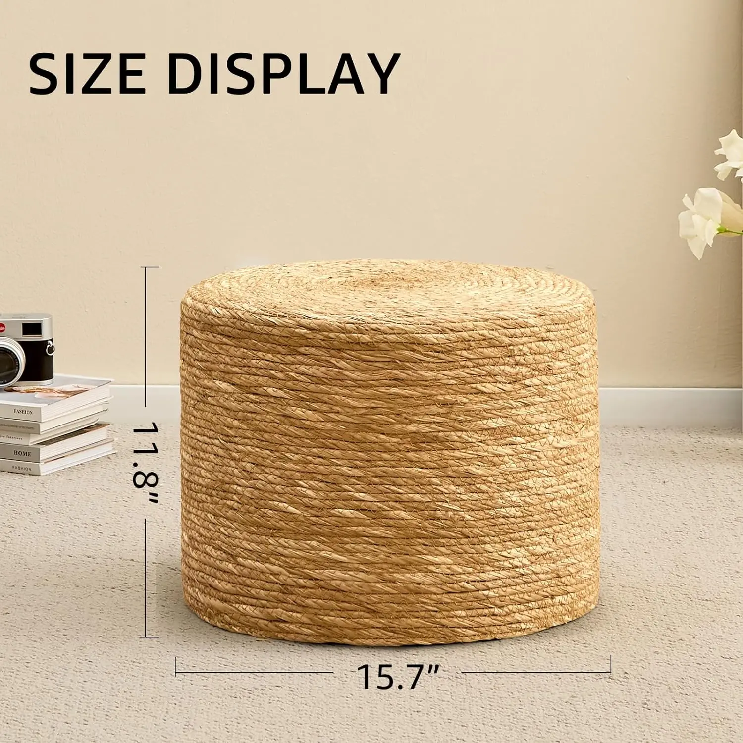 

Круглый пуф Wimarsbon, пуф с подставкой для ног из натуральной ручной вязки, пуф для гостиной в деревенском стиле, табурет для ног в стиле бохо, акцентный стол или