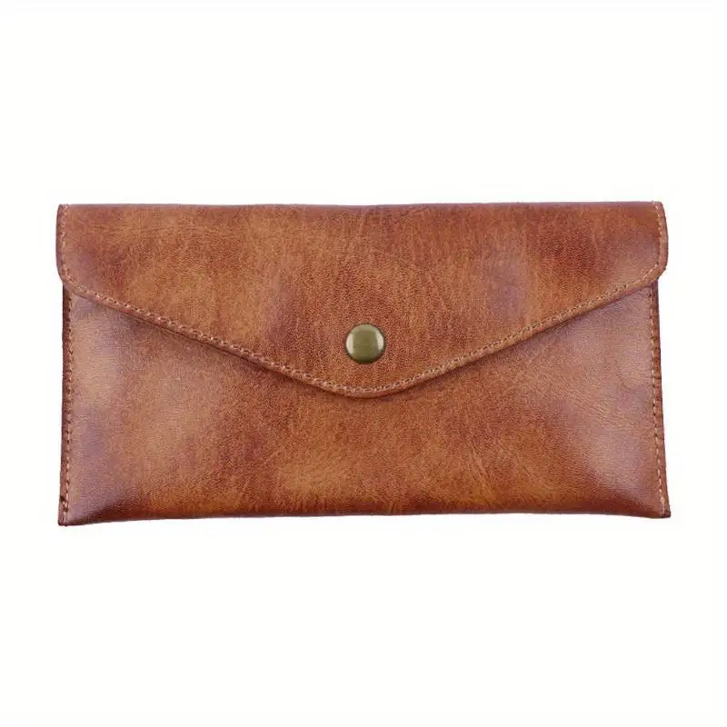 JSERYISGN Men's Retro Business Card Holder Handmade Genuine Leather Compact Design Dual Function Coin & Card Case