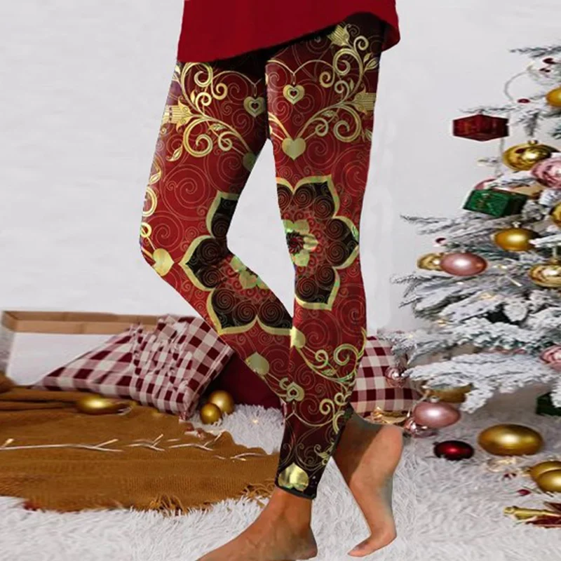 Mallas con estampado navideño para mujer, pantalones de Año Nuevo a cuadros, medias de cintura alta, mallas sexys, pantalones deportivos para Festival, 2026