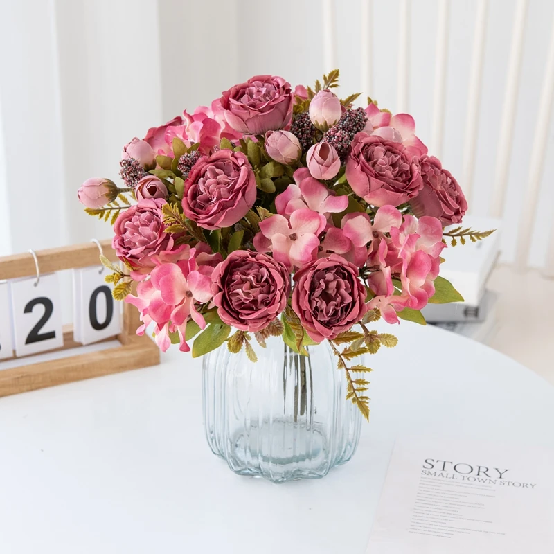 Künstliche Blumen für Festivals, Hochzeiten, Garten-Rosenbogen, Brautstrauß, Heim-Tischdekoration, Hortensien, DIY-Geschenk, Hohe Qualität – Detail 5