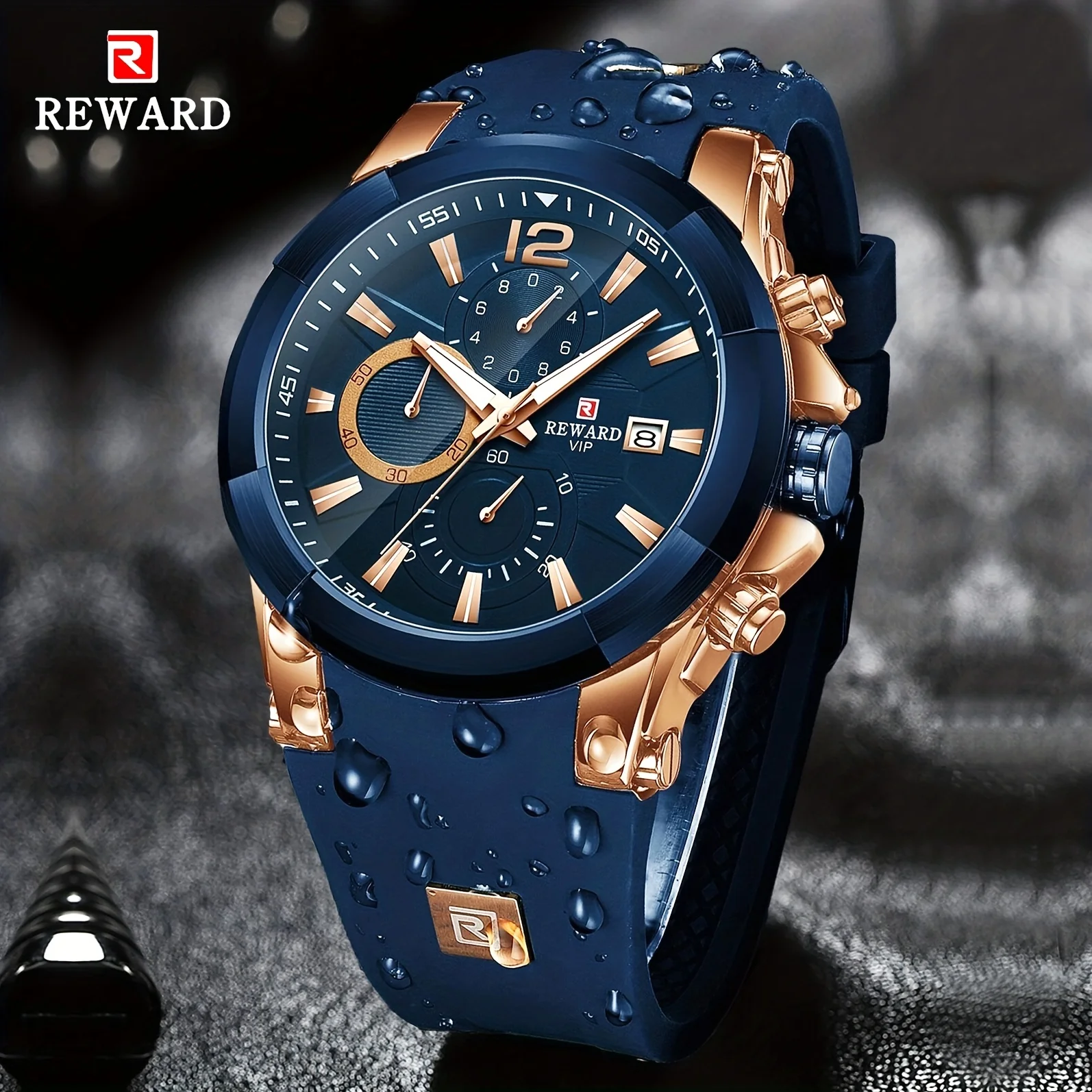 

2023 New REWARD Mens Watches Blue Waterproof Top Brand Luxury Chronograph Sport Watch Quartz Men Wristwatch Relogio Masculino