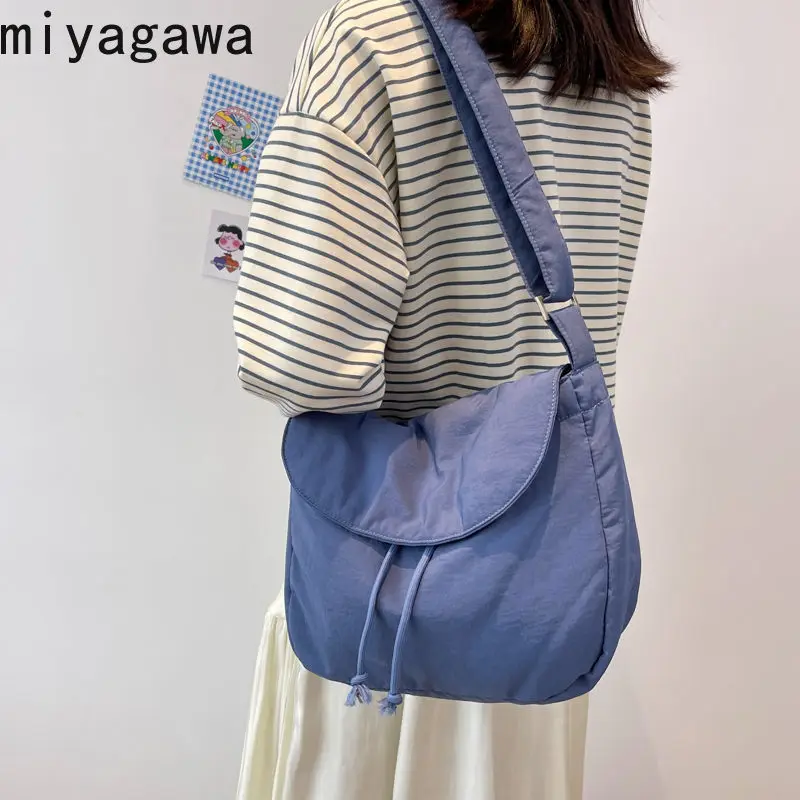 Miyagawa Korean Crossbody for Female Students Class Shoulder Bag Japanese Instagramcollege Style Postman Cloth Bags