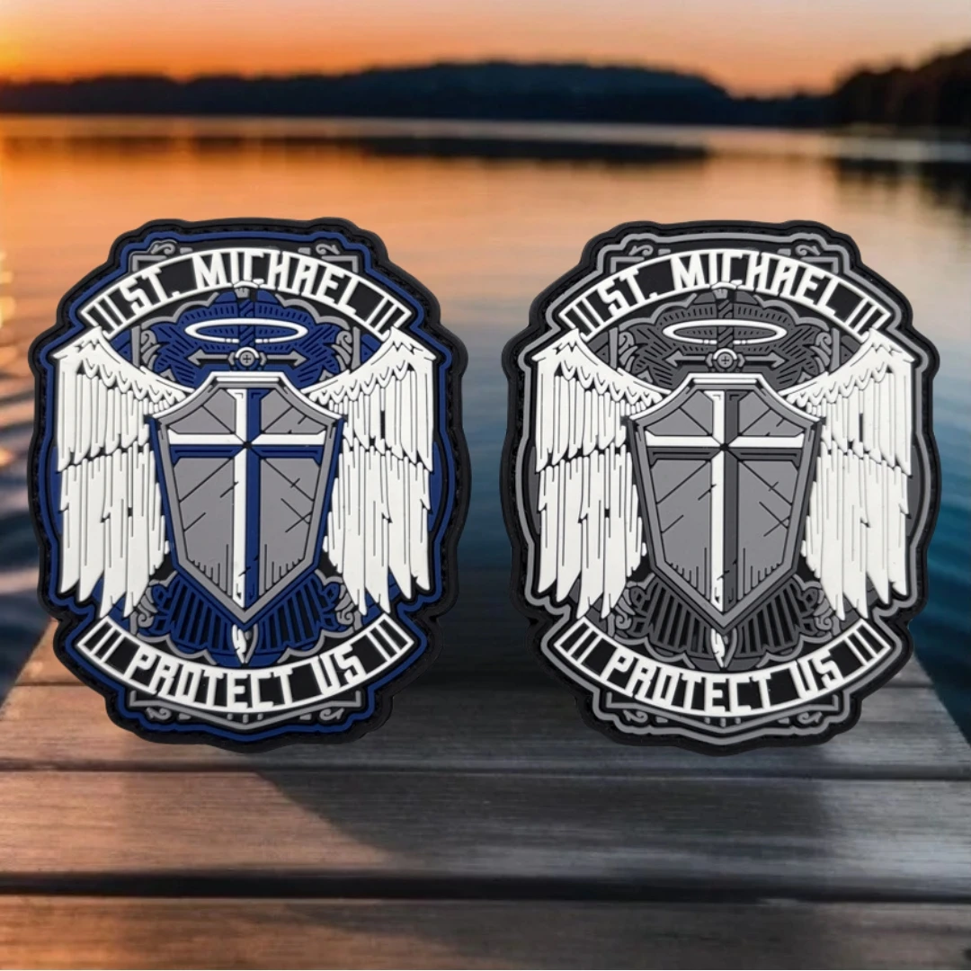 

ST MICHAEL Archangel Saint Michael Emblem Tactical Military Army Morale Badge Backpack Stickers PVC Hook and Loop Patches