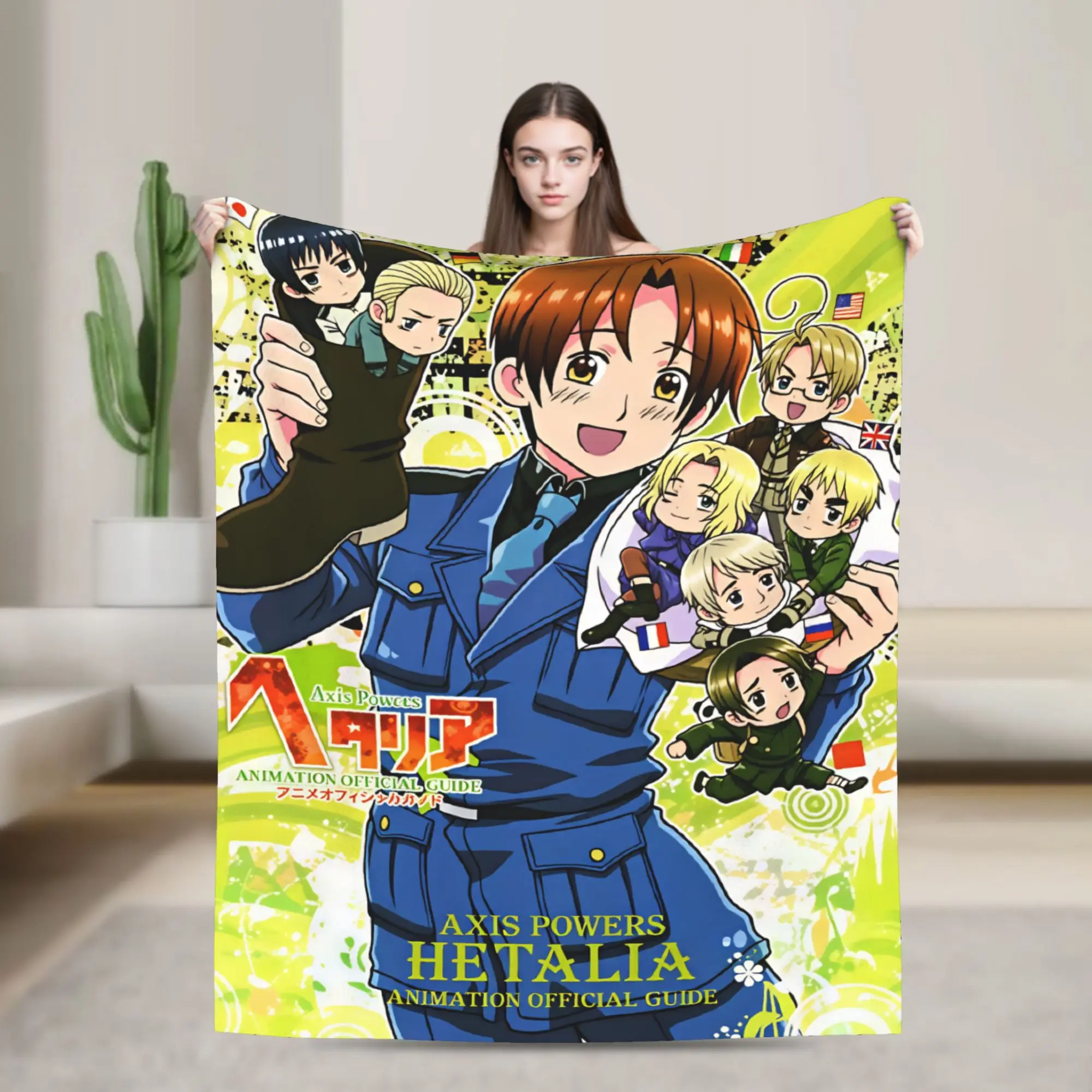 Hetalia Italy Central Character Group Art Cozy Blanket Novelty Travel Bedding Throws Outdoor Flannel Bedspread Sofa Bed Cover