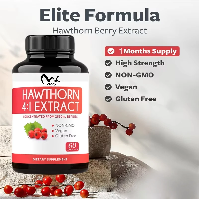 Hawthorn Berry Capsules (60 capsules) - Digestive and Heart Health Supplement -2660 mg Fresh Berry Concentrate