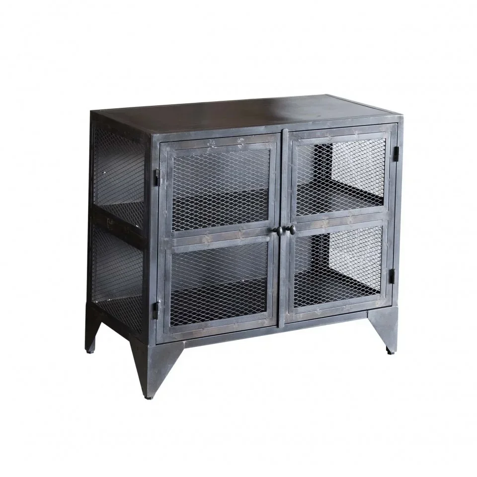 Industrial Rustic Metal Storage Cabinet Adjustable Door Design Wood Living Room Bedroom Kitchen Dining Home Office Apartment