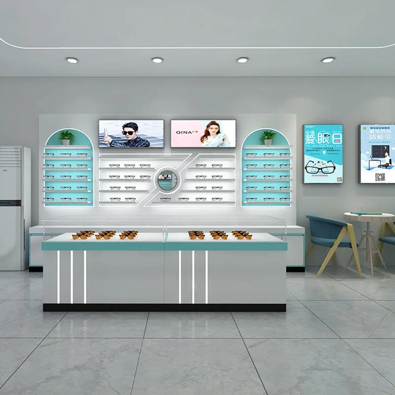 

custom，Exclusive Optical Shop Glass Display Cabinets Eyewear Store Showcases Lockable Sunglasses Counter Design for Eyeglass Sto