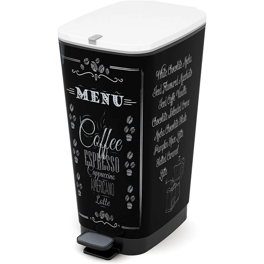 Curver - Cubo de basura Chic Bin con pedal antideslizante 45L, 44,5x 29x 60,5cm, decoración cocina, tapa y aro para bolsa