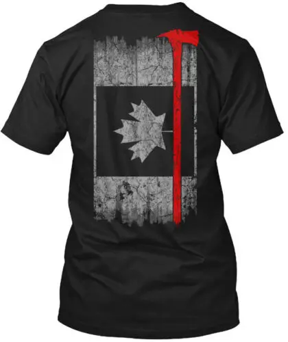 Firefighter - Thin Red Line Canada Tee T-Shirt Made in the USA Size S to 5XL