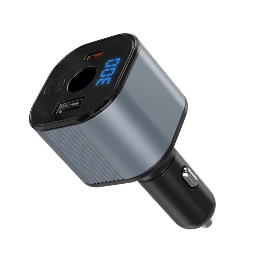 3 in 1 Vehicle Step Up Adapter Dual USB Charging Ports USB A USB C DC5521 30V Output Digital Voltage Display for 12V 24V Use