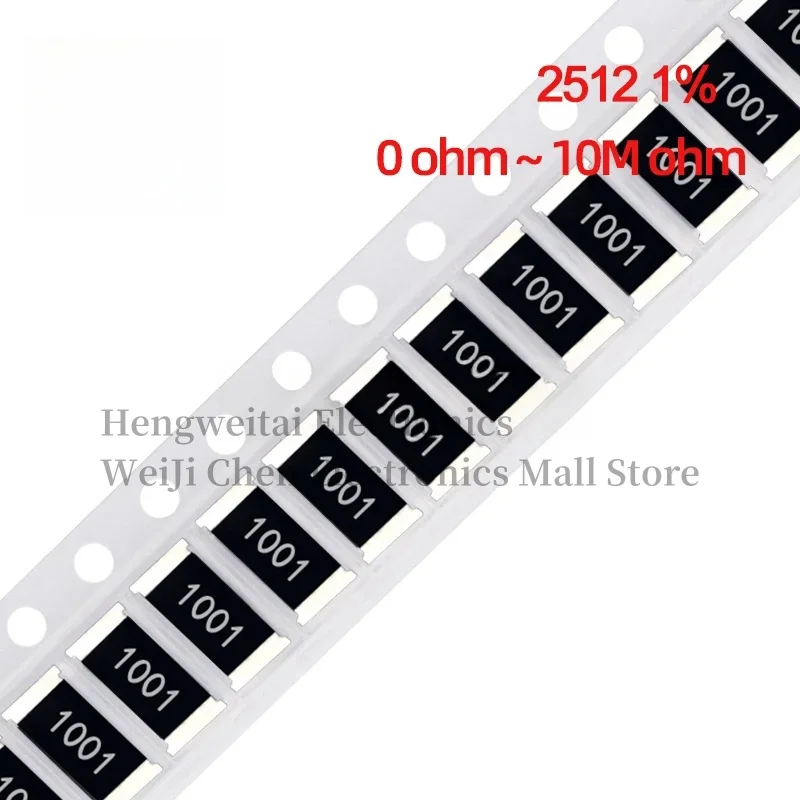 50PCS 1% 2512 0R - 10M 1W SMD Resistor 0.01 0.15 0.47 0.5 10 100 150 22 33 47 51 68 91 Ohm Ω 1K 2.2K 10K 22K 100K 10R 100R 470R