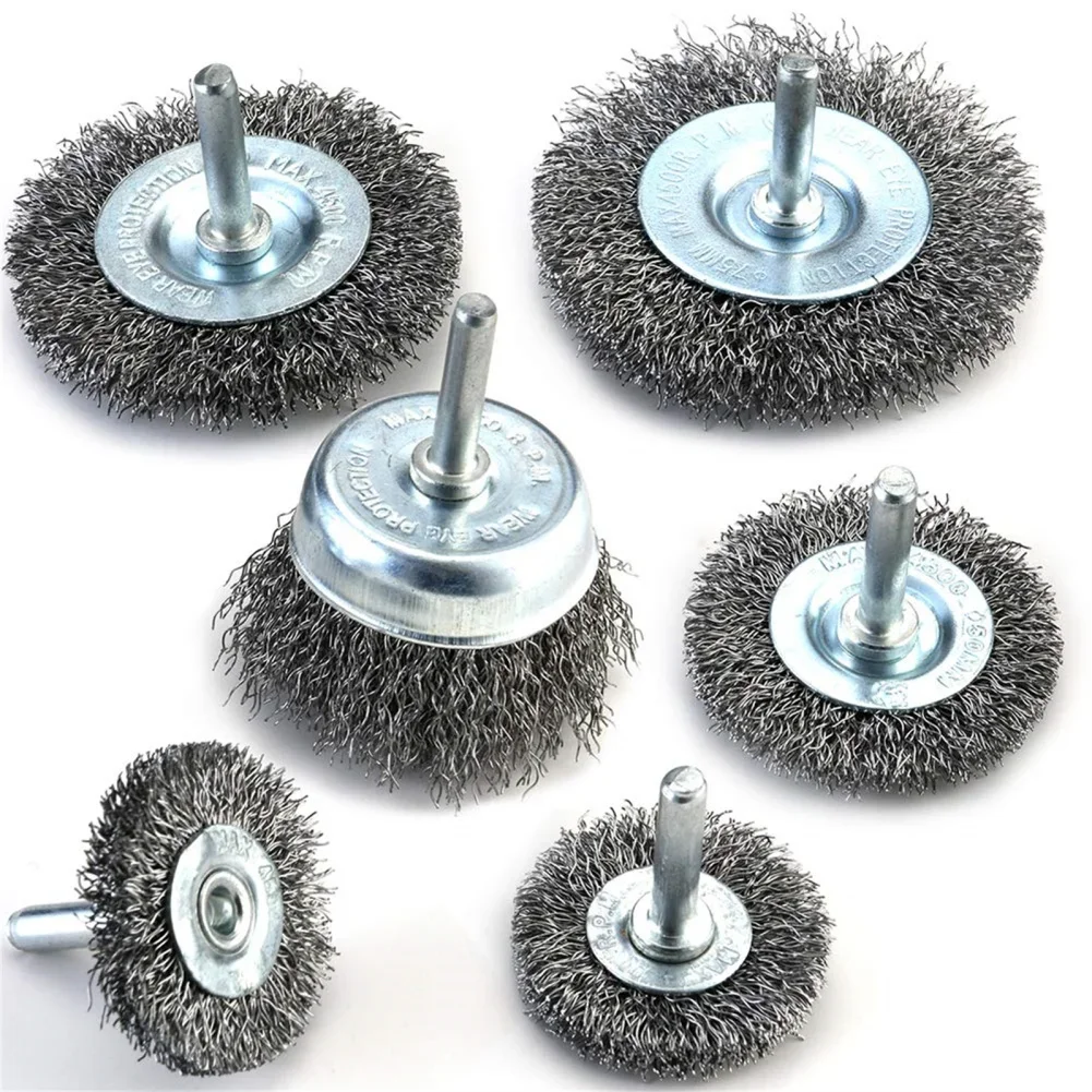 6 Stuks Draadborstelwiel Cup Brush Set 0.012 Inch Grof Koolstofstaal Geplooid Draadwiel Voor Het Reinigen Van Roest Strippen Schuurmiddel