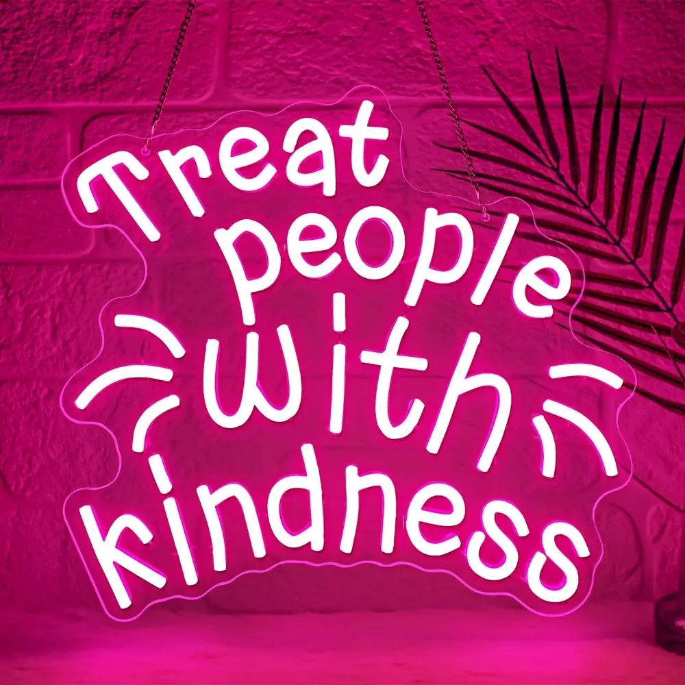 

Treat People with Kindness Neon Sign USB Power LED Neon Light for Bar Salon Café Store Hotel Men Cave Wall Decor Gift for Kid