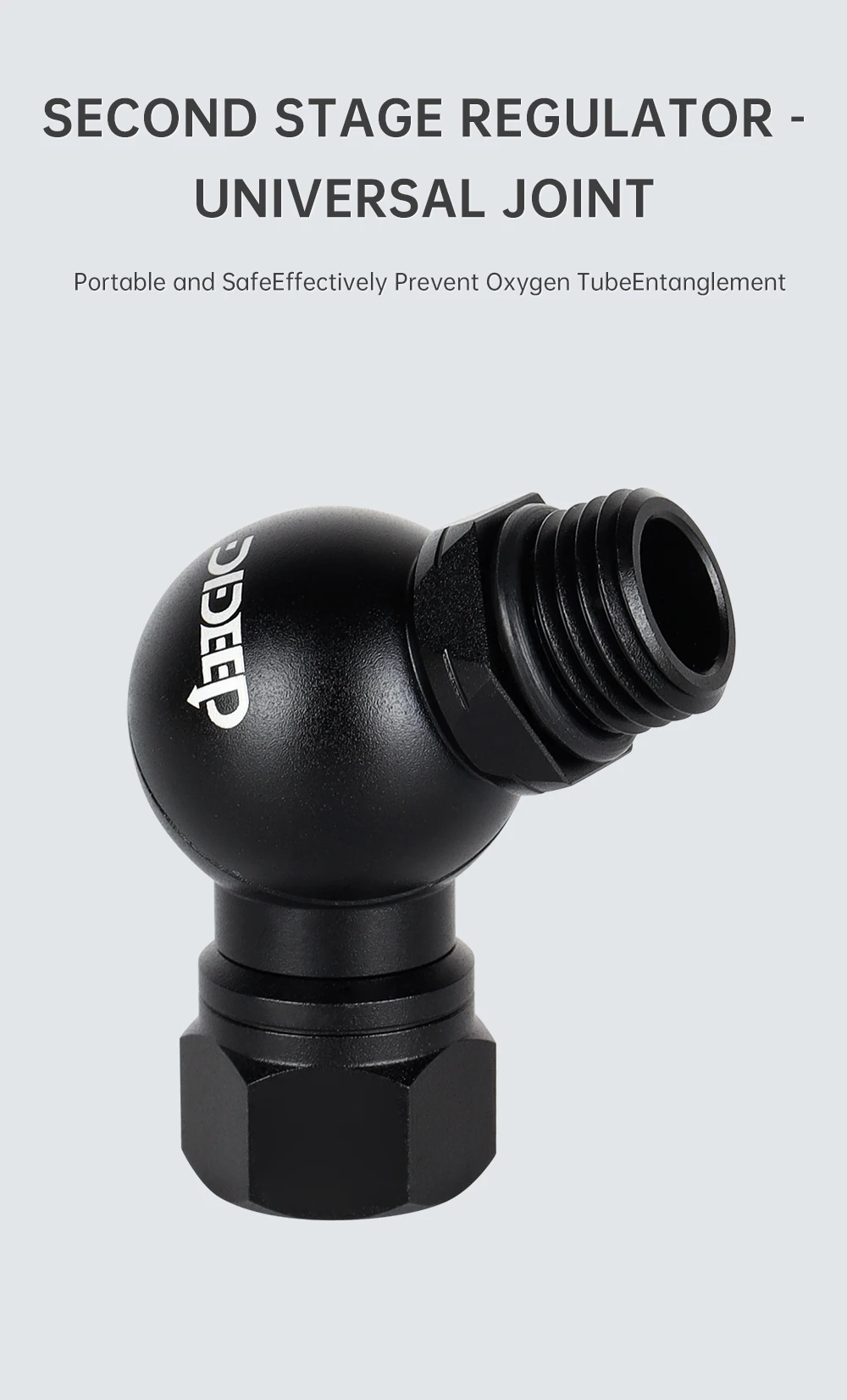 DIDEEP 360-Grad-drehbarer Schlauchregler-Adapter für Tauchzubehör, Zweistufiger Regleranschluss aus Aluminiumlegierung – Detail 1