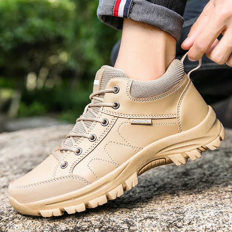 

Casual Sneakers Men Outdoor Lace-up High-top Comfortable Wear-resistant Breathable Hiking Shoes Men Shock-absorbing Sports Shoes