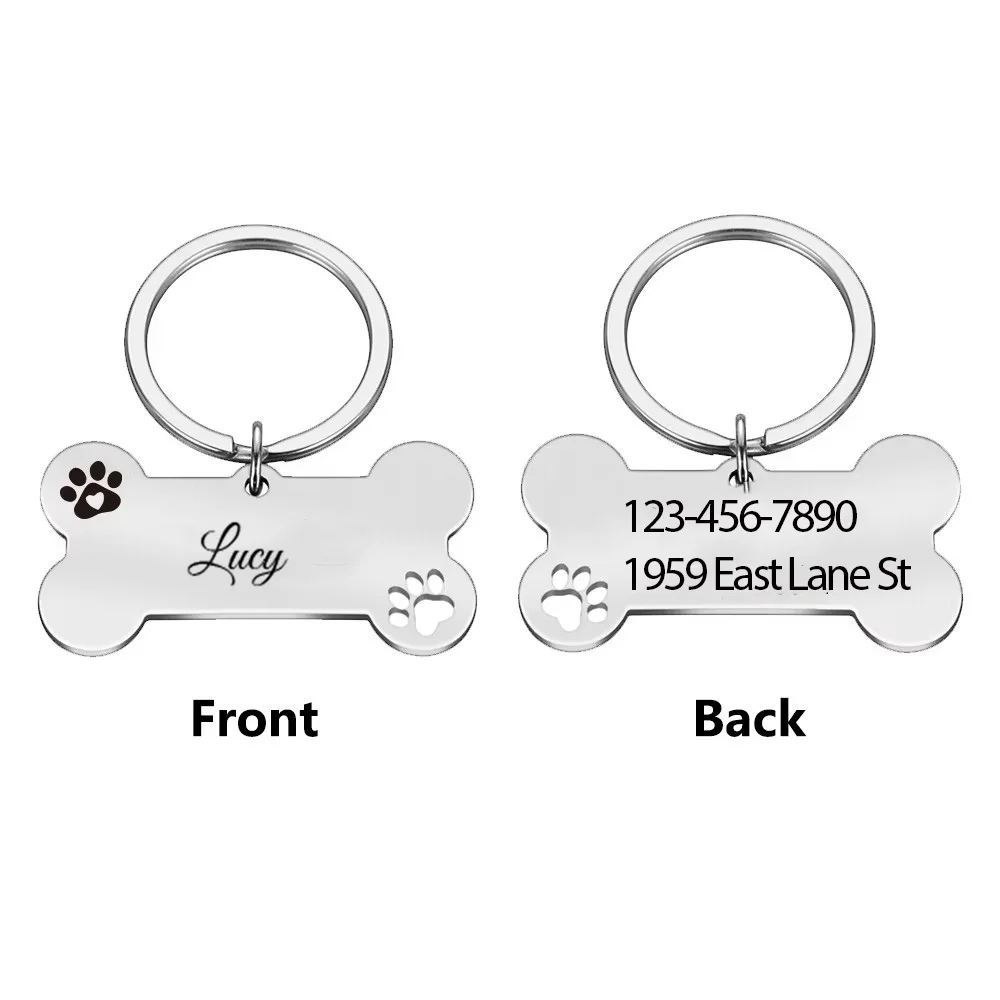 

1 pc cool GoodVibrationsROB font Customized Name Pets Name Tags Engraved Pet Necklace Chain Laser Engraving Dog Tag