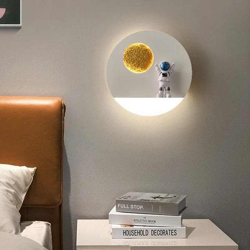 New Wall Lamp LED Astronaut Creative Cartoon Boys and Girls Children\'s Living Room Bedroom Sconce Spaceman Bedside Decor Light