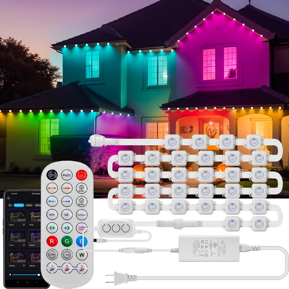 WS2812 WS2812B LED eaves light RGB rainbow string smart Bluetooth app control Fairy lights atmosphere outdoor decoration  DC24V