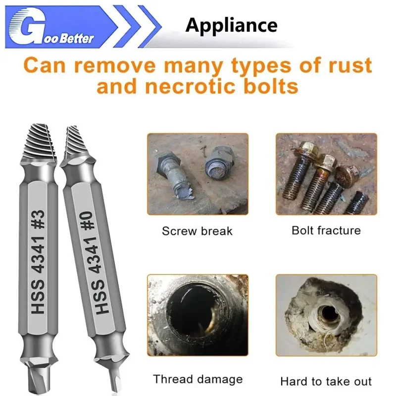 Jeu de forets extracteurs de vis endommagés, kit de démolition, vis cassées à double extrémité dénudées, dissolvant de goujons, 6 pièces