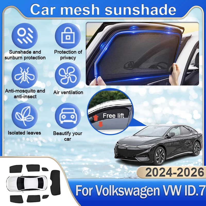 

Car Accessories For Volkswagen VW ID.7 ID 7 ID7 2024 2025 2026 UV Sun Protection Heat Magnetic Window Privacy Shades Auto Parts