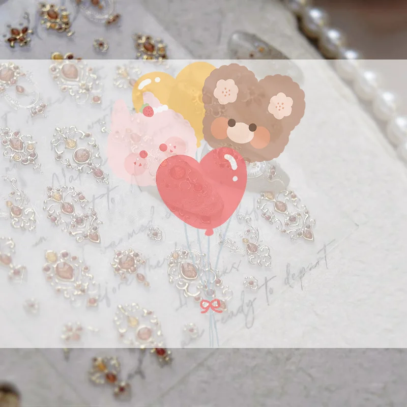 Bunte geometrische Edelstein Wassertropfen Herz Schleife Mond Stern Schmetterling Linie Retro selbstklebende Nail Art Aufkleber Maniküre Aufkleber