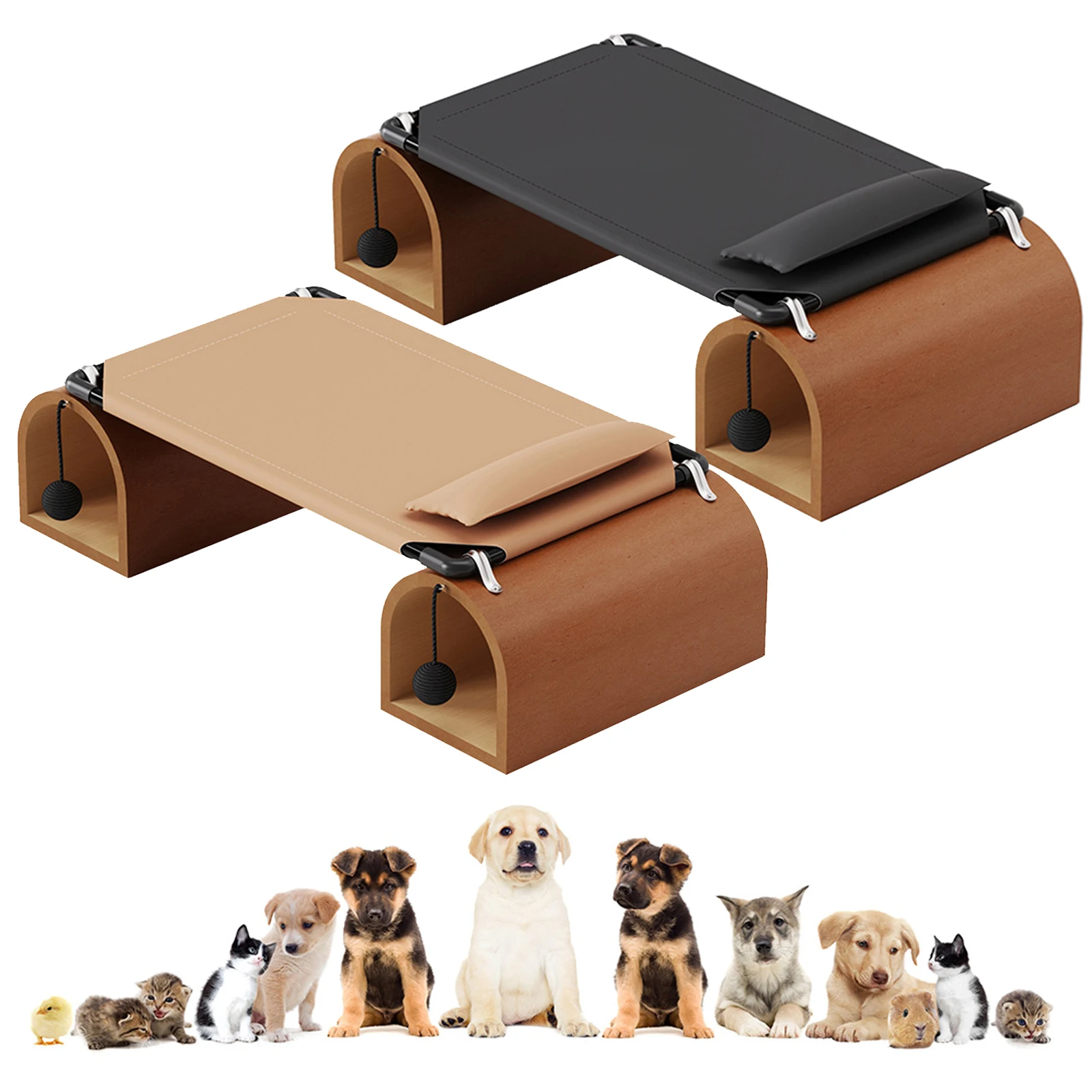 

2-in-1 Tunnel Elevated Cat Bed Collapsible Cat Hammock Washable Mesh Cover Pet Sleeping Bed Breathable for Indoor and Outdoor