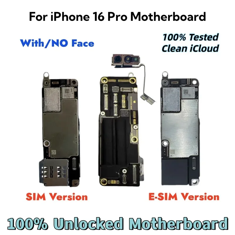الولايات المتحدة الأمريكية (E-SIM)/SIM لوحة أم iCloud نظيفة لهاتف iPhone 16 Pro Max 16 Plus مع لوحة رئيسية لبطاقة الوجه تدعم تحديث لوحة منطقية غير مقفلة #4