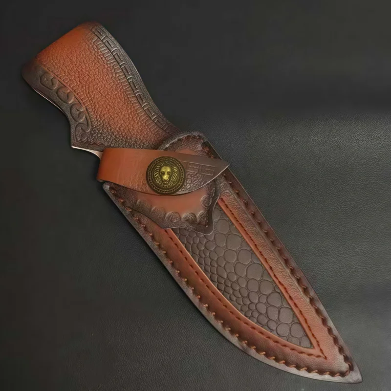 NEW Leather Sheath Belt Knife Sheath with Waist Belt Buckle Pocket Tool Knife Protective Cover (Knife Not Included) image 2