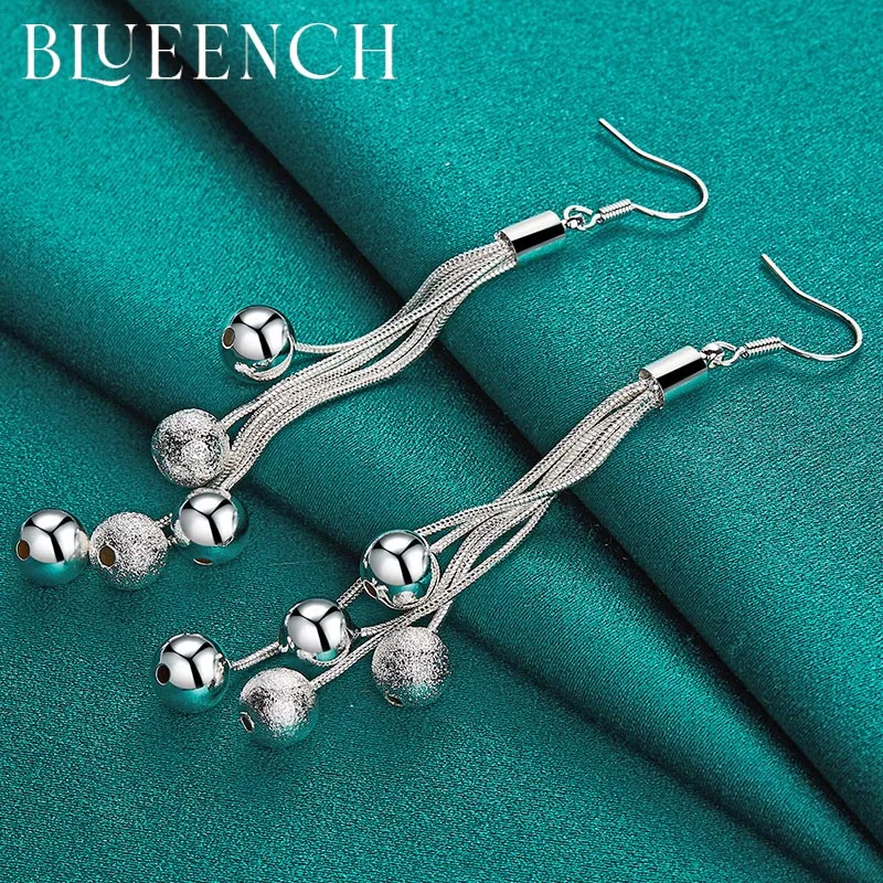 Blueench 925 Sterling Silver Tassel Grape Drop Earrings for Women's Engagement Party Personality Fashion High Jewelry