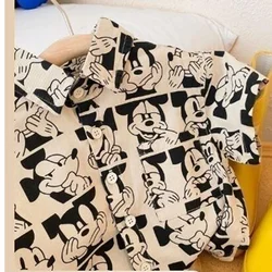 Kids Girls Summer Short Sleeve Blouses Shirts Clothes Tshirt Cartoon Mickey Mouse Tops Toddler Boys Cotton Tees Children 1-8Y