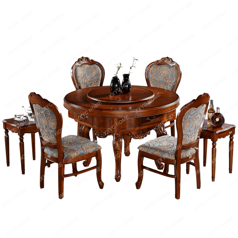 

Machine Automatic Dining Table Dual-Purpose in One Household American Solid Wood Mahjong Table Mute Four-Mouth Machine round