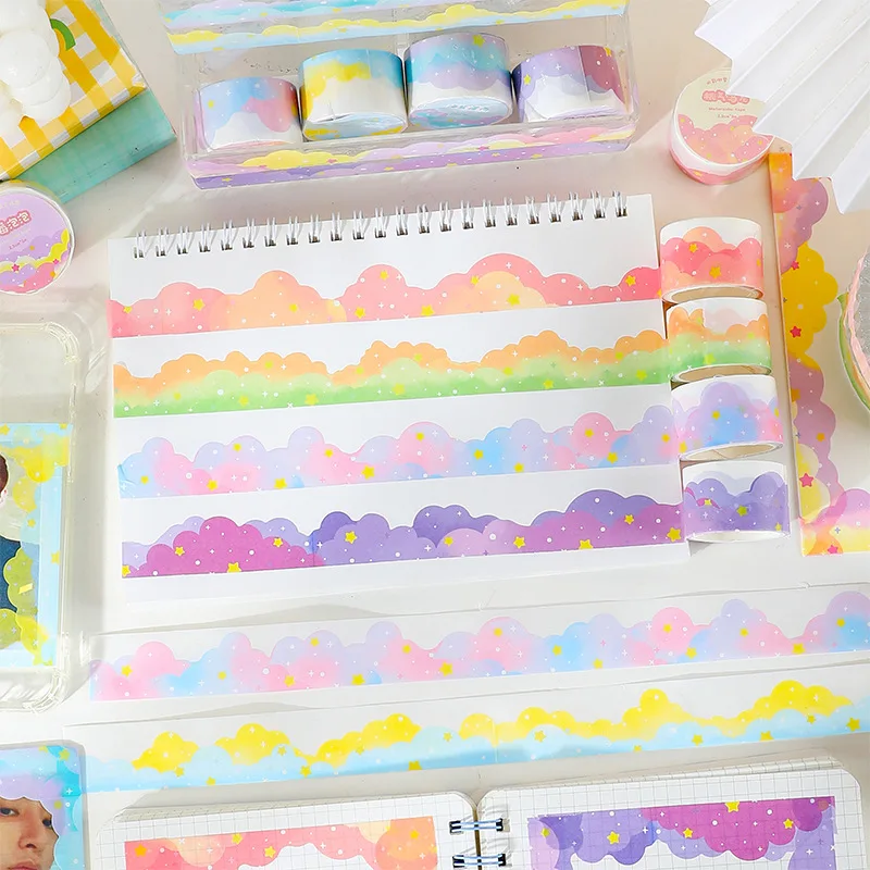 Girl Heart Cute Gradual Clouds Handbook Tape Cartoon Student Handbook Sticker and Paper Material Film Washi Tape