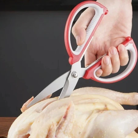 

Кухонные ножницы из нержавеющей стали для тяжелых условий эксплуатации с ручкой из ПП+ТПР – многофункциональные для куриных костей, мяса и овощей