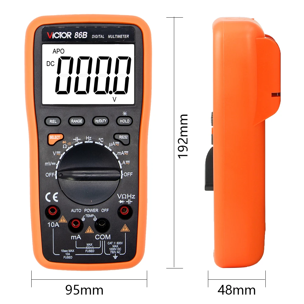 Imagem -03 - Victor 86b Multímetro Digital Alcance Automático ac dc Temperatura Freqüência Display Lcd Capacitor Tester Usb Conecte Transferência Polymeter
