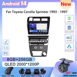 Android 13 For Toyota Corolla Sprinter 1993 - 1997 Car Carplay Stereo Radio Player Multimedia Head Unit GPS Navigation No 2din