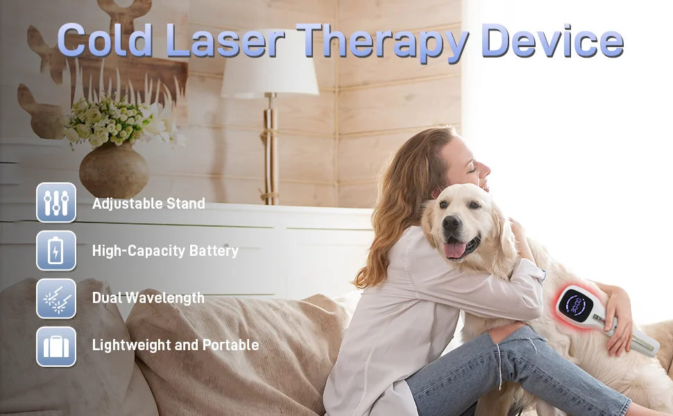 Dispositivo portátil de terapia de gerenciamento de dor física para animais de estimação de alta potência la ser com suporte ajustável