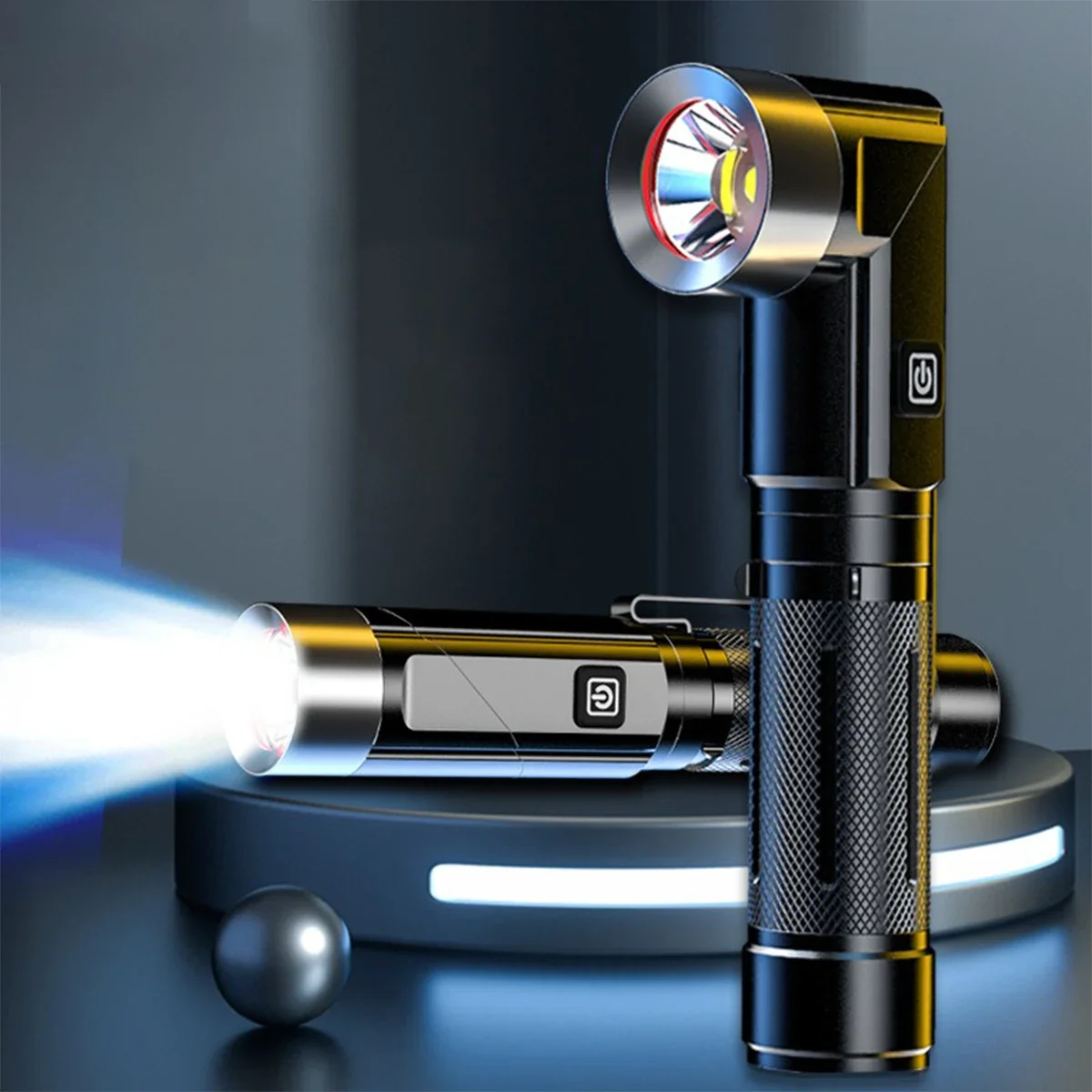 Super Bright LED Flashlight USB Rechargeable Magnetic Work Light Camping Emergency Torch for Auto Repair Outdoor Tactical