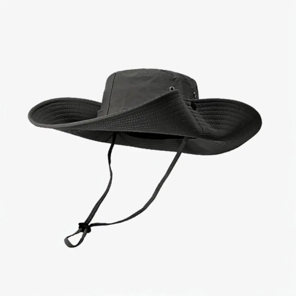 Summer Men Outdoor Fishing Hat Wide Brim Canvas Cap Hiking Camping Protection Breathable Sunshade Fisherman Hat Gear